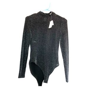 Sparkle black turtleneck bodysuit